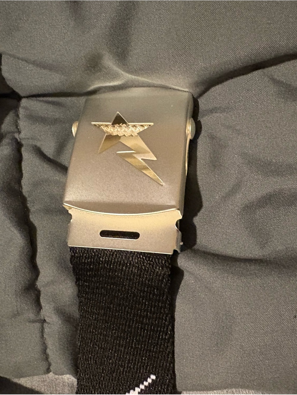 A Bathing Ape white and black Belt Buckle - BAPESTA BAPE